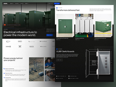 Giga Energy Homepage clean design electrical energy giga modern technical transformer ui website
