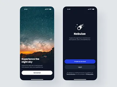 Night sky app app branding dark mode ui ux