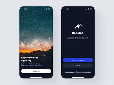 Night sky app app branding dark mode ui ux