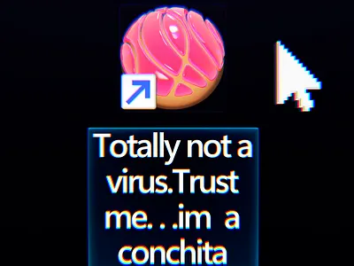 [ "i swear, i'm not a virus!" ] 👾 3d illustration illustration kawaii maxonc4d