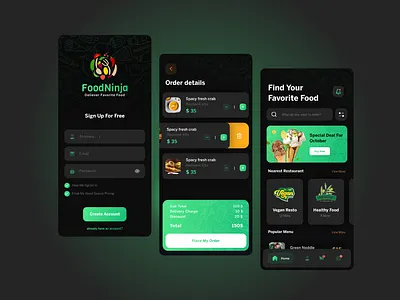 Restaurant App branding card daily ui design graphic design ideas illustration logo mob mobile app ui vector