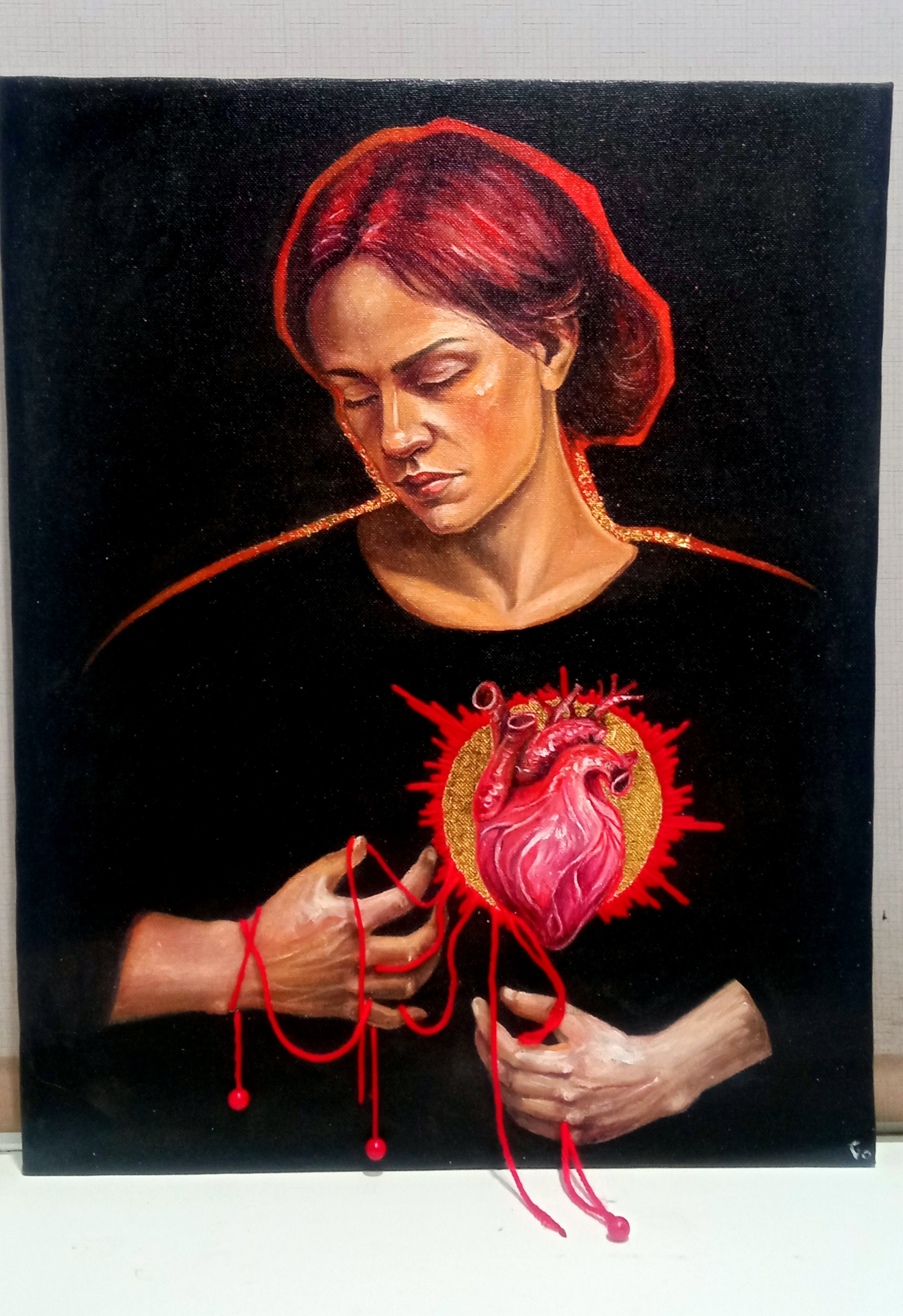 Original Ukrainian Artwork, Woman Portrait Painting, Emotional art black hand painted handmade heart love paint painting portrait ukraine woman