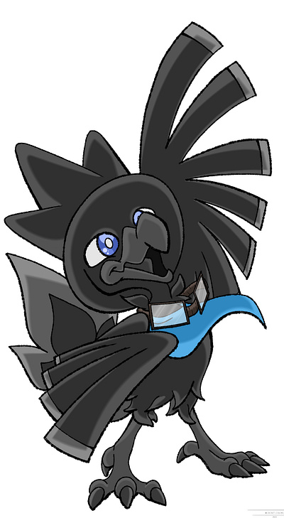 greeting krow animal art bird fanart feral murkrow pokemon