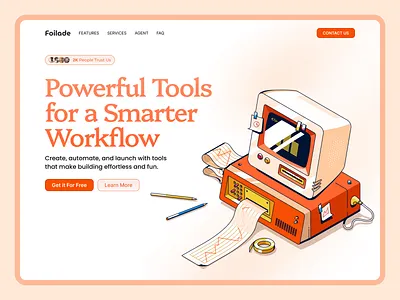 Failade - Saas Website Design automation saas automation website design studio dribbble showcase gradient background isometric art landing page marketing website minimal design modern ui product landing startup website tech illustration ui ux design vector illustration web design website concept website hero workflow tool website workflow tools