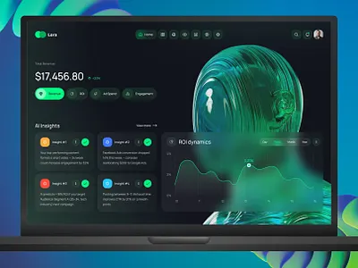 Marketing AI Web App Design ai dashboard ai interface analytics dashboard b2b saas dark ui data analytics data visualization glassmorphism kpi dashboard marketing analytics minimal dashboard modern web app neon ui performance insights product dashboard saas dashboard ui trends 2025 ux case study ux ui design web app design