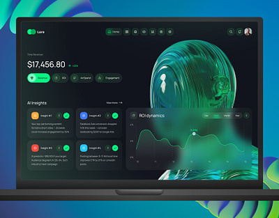 Marketing AI Web App Design ai dashboard ai interface analytics dashboard b2b saas dark ui data analytics data visualization glassmorphism kpi dashboard marketing analytics minimal dashboard modern web app neon ui performance insights product dashboard saas dashboard ui trends 2025 ux case study ux ui design web app design