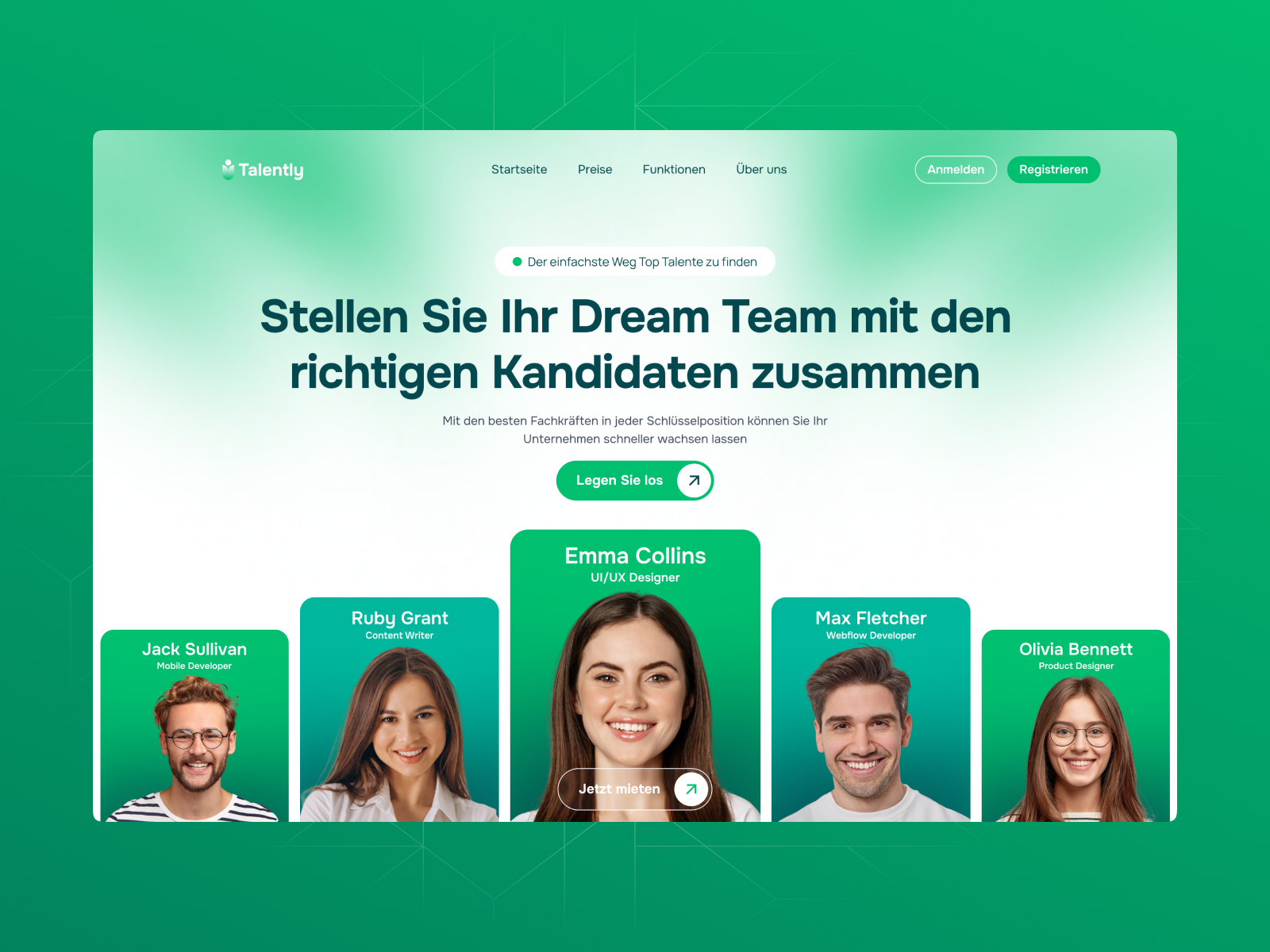 Talently – Professional Hiring Platform Web UI Concept 💼 design figma figmadesign framer hiringplatform job website landing page landingpagedesign productdesign talentplatform techstartup uiux uxdesign web design web ui webappdesign webflow website design