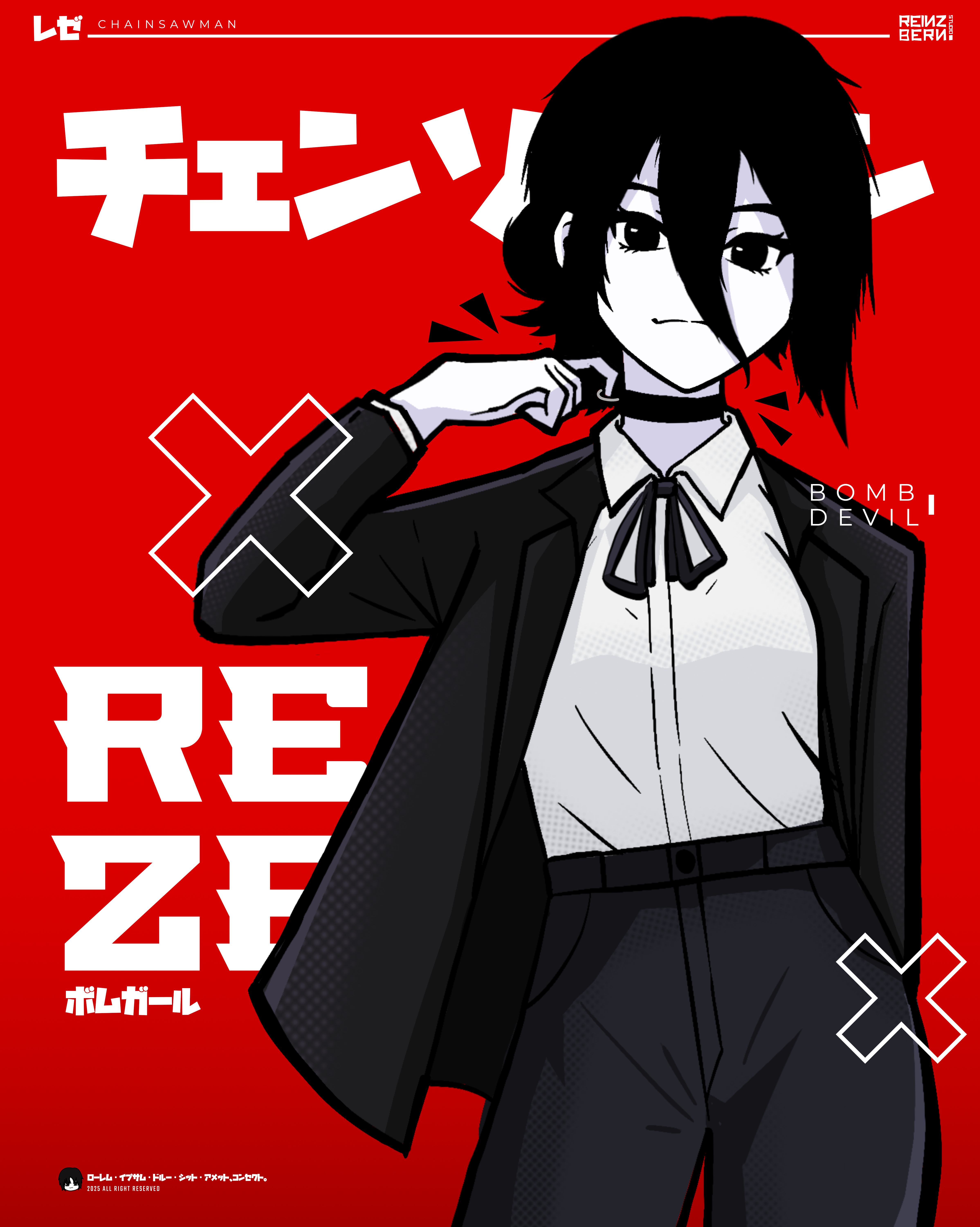 Reze Chainsawman Magazine Cover Style brutalism design graphic graphic design illustration minimalism ui