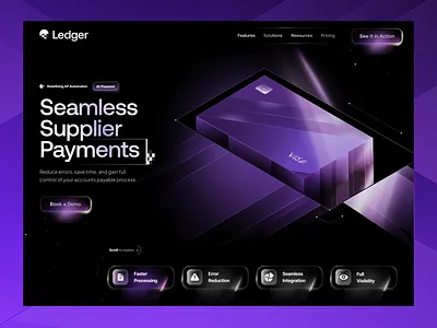 Ledger - Finance Website creative design finance landing purple services uidesign ux uxdesign webdesign website website design