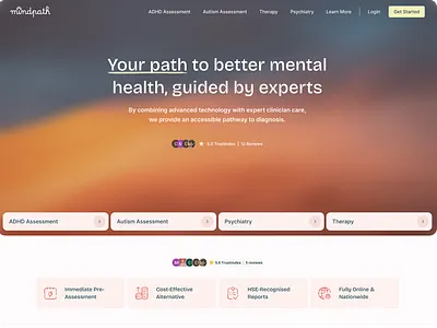 MindPath - ADHD and Autism Assessment adhd assessment autism clean creative gradient health mental health modern startup