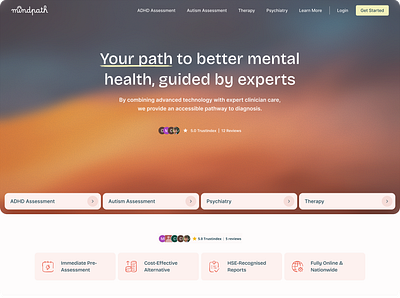 MindPath - ADHD and Autism Assessment adhd assessment autism clean creative gradient health mental health modern startup