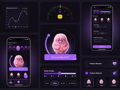 Gut & Bloating health tracker app | Healthcare | UI/UX ai wellness assistant app design bloating tracker clean emotional health app graphic design health tracking app healthcare healthcare tech ios app medical tracking ui mobile app mood and stress logging symptom tracker ui ux ux case study wellness wellness tech wellness ui design