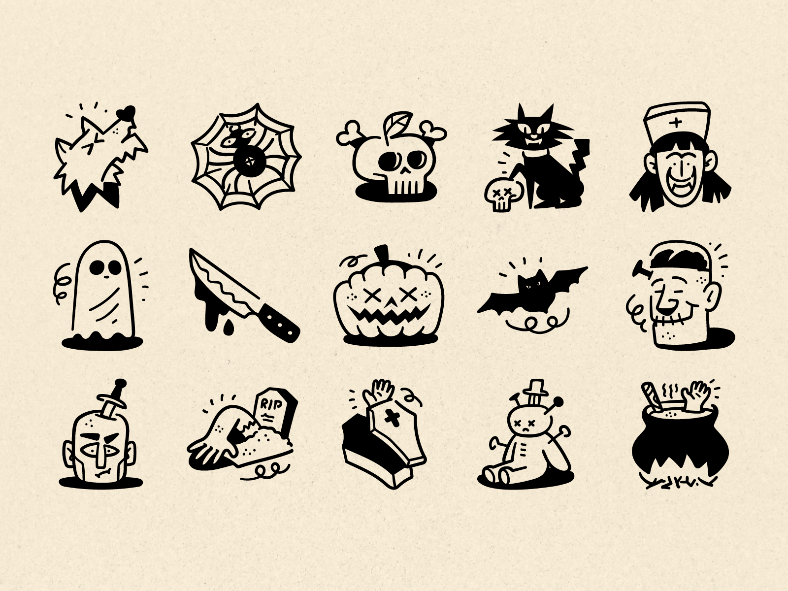 Example of Halloween icons and illustrations