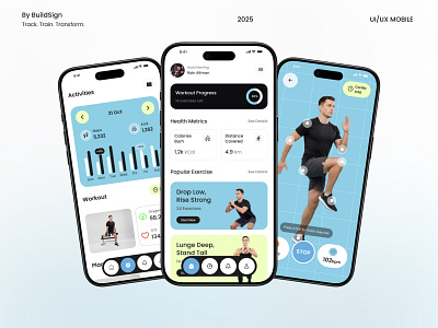 Fitness & Activity App activity tracker exercise tracker fitness app fitness ui gym app health dashboard health design minimal interface mobile app design mobile fitness modern ui motion tracking personal trainer app product design ui inspiration uiux design wearable app wellness app workout analytics workout tracker