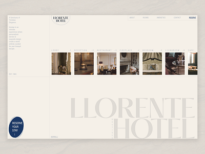 Llorente Hotel — Boutique Web Experience ambient design boutique hotel creative direction elegant ui hero section hospitality design hotel booking hotel website landing page luxury brand luxury hotel design minimal design modern web design storytelling design travel brand travel experience travel web design ui design web design website concept