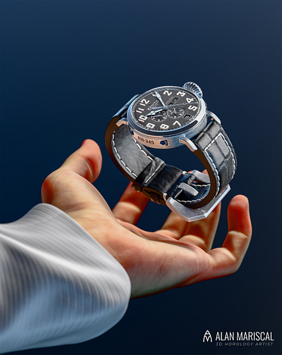 Zenith Pilot Wristwatch Product Visualization - Advertising 3d advertisement alanmariscal blender branding content horlogerie horology jewelry product productrendering timepiece timepieces visualization watches zenith