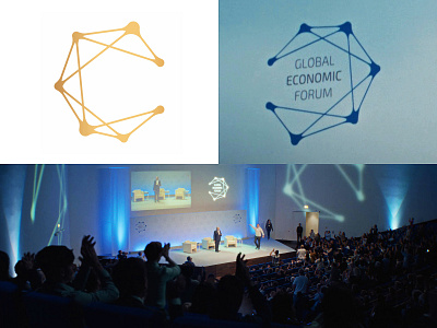 Global Economic Forum logo, as seen on Netflix 'King of Stonks' branding c conference corporate leadership design case finance financial fintech geopolitics global economic forum global economy king of stonks letter mark monogram logo logo design netflix startup summit tv series world economic forum