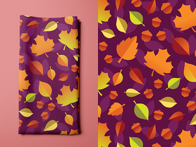Fall Fabric acorn autumn cozy design digital fabric fall foliage illustration leaves napkin pattern textile thanksgiving vector weekly warmup