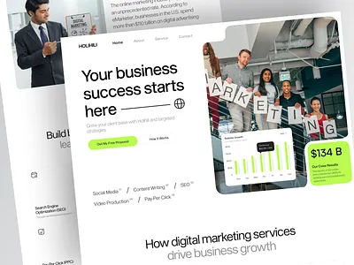 Holihili - Digital Marketing Agency Landing Page agency b2b business company digital digital marketing gorwth landing page marketing minimalist portfolio professional seo service social media marketing ui ux web web design website