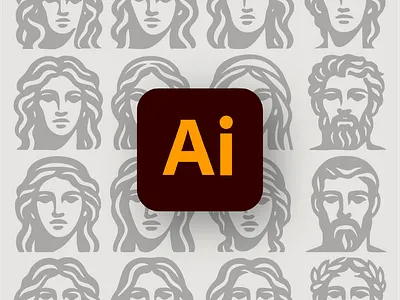 // Greek Statue Icon Set — 16 Minimal Classical Faces black bridal download elegant greek icon illustration logo minimal modern sculpture template wedding