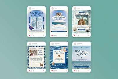 Whisper of the Sea - Instagram Post aquatic beach calm coastal escape marine ocean peaceful relaxation seaside serene shell summer template tranquil travel turtle vacation water waves