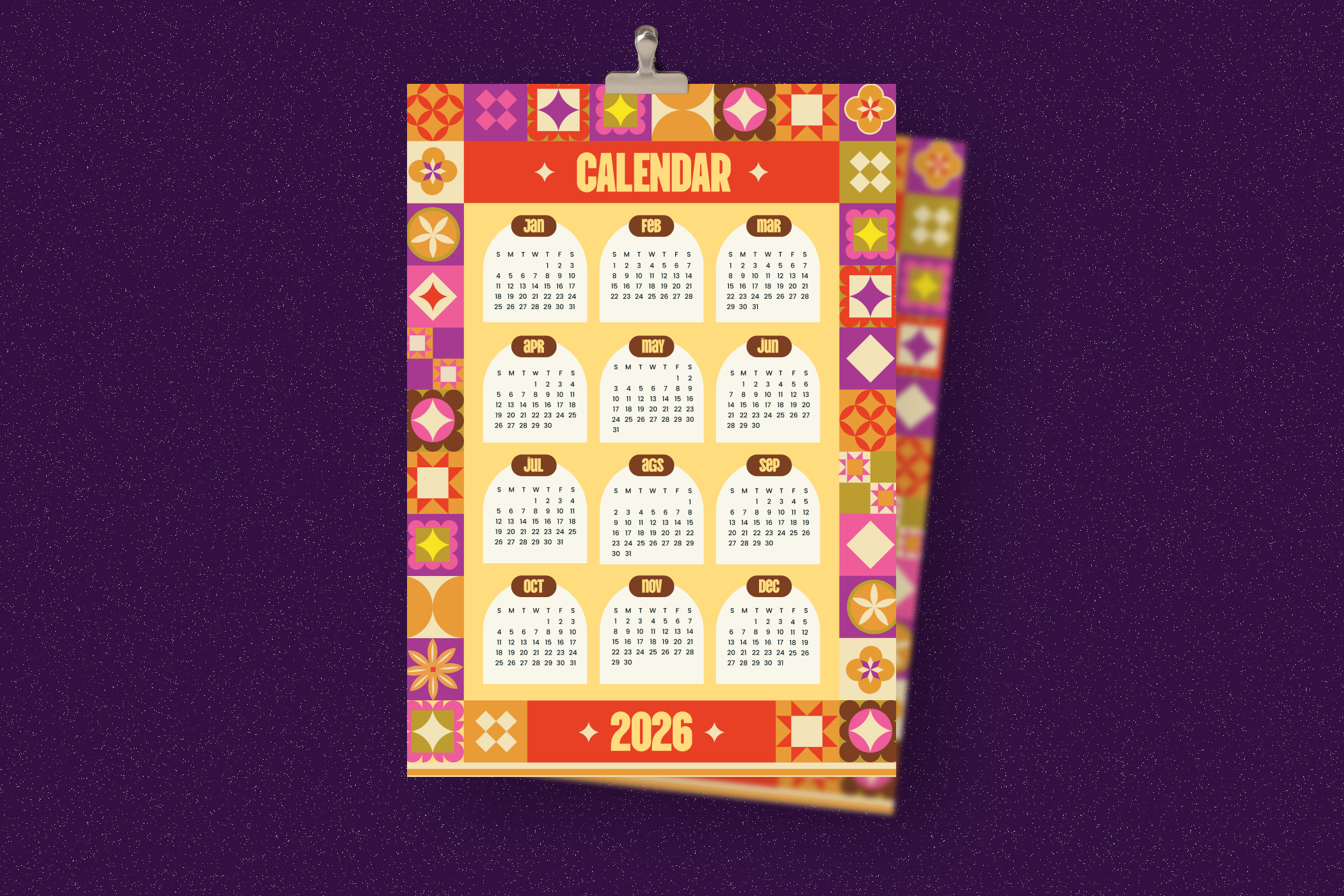 Flat Colorful - Calendar agenda annual appointment celebration date event holiday journal milestone monthly organizer period planner planning project schedule template time timeline yearly