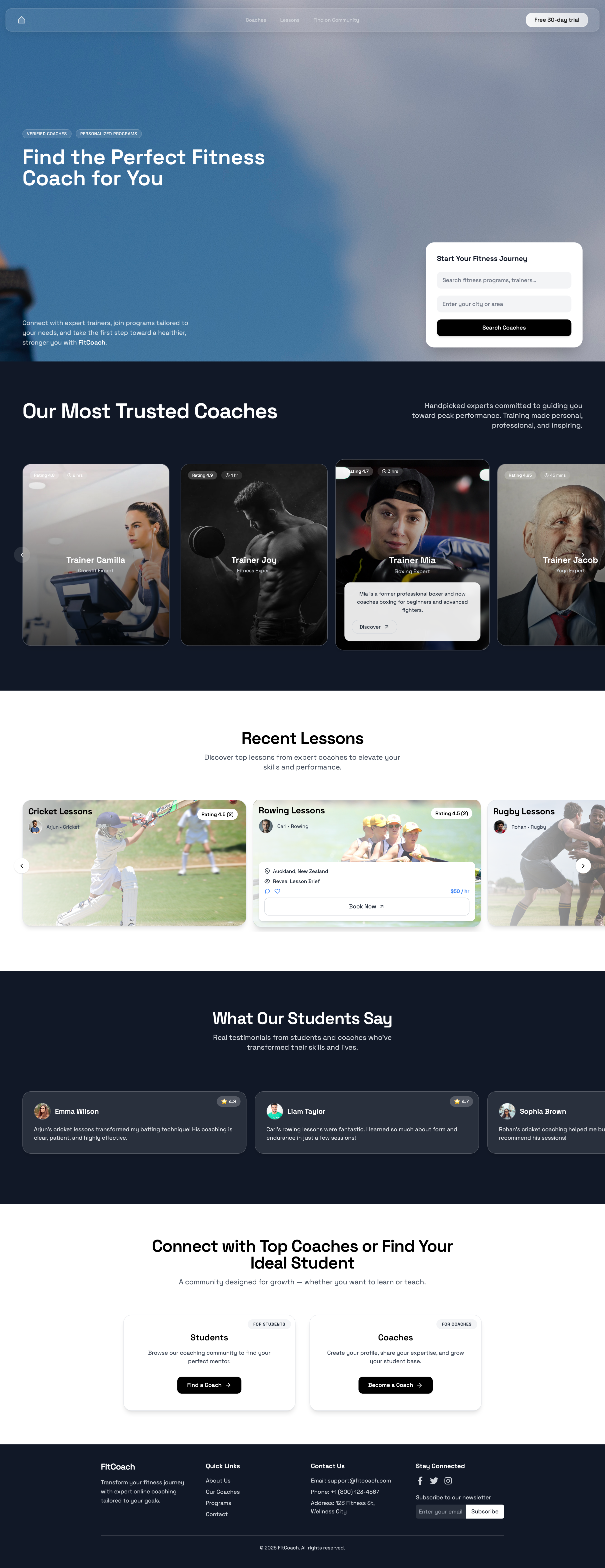 Example of High End Premium Fitness Landing Page