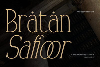 Bratan Safioor | Modern Display Serif aesthetic classic classy display elegant elegant serif fashion headline logo logotype luxury minimal modern font nostalgic retro serif tall condensed vintage vintage serif wedding