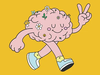Brain Retro Character brain character funky graphic design happy illustration playful retro vector vintage