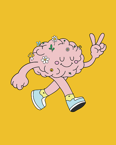 Brain Retro Character brain character funky graphic design happy illustration playful retro vector vintage