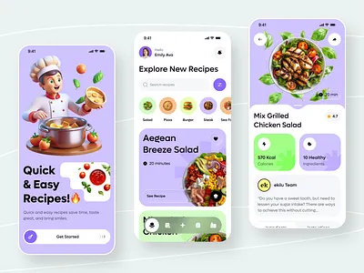 AI Food Recipe & Nutrition App ai chef app design calorie tracker cooking cooking app food app food recipe app mobile mobile app mobile ui nutrition tracker app reacipe app ui design