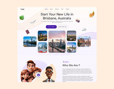 Your New Life in Brisbane UI Design | Web Design 3d web design brisbane wesite figma home page immigration website landing page ui deisgn uiux user interface visa design web design website