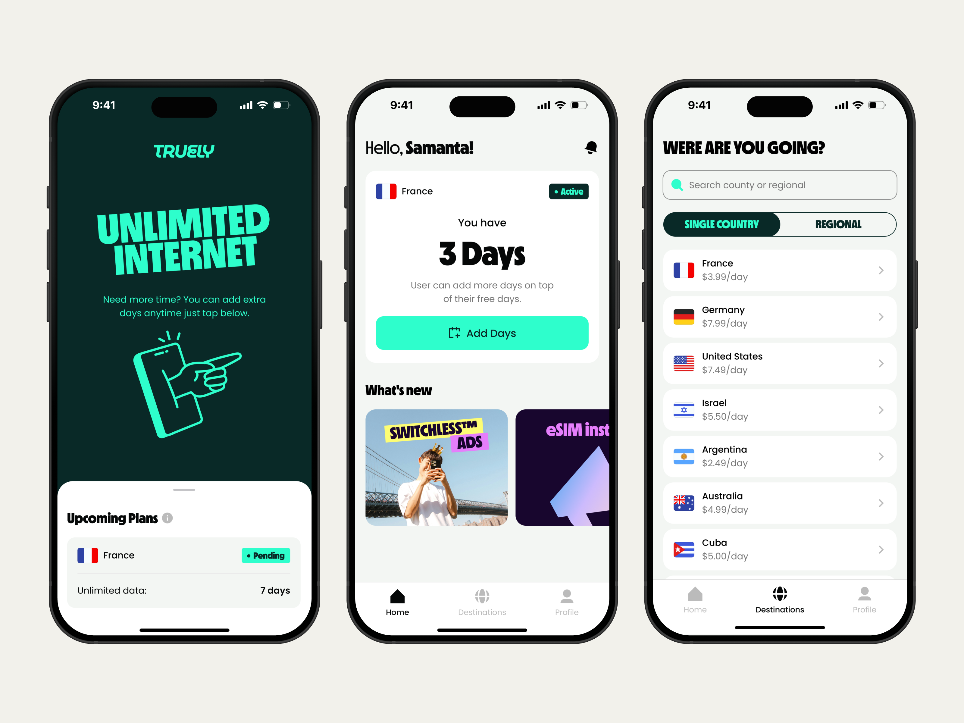 Example of Mobile app design for eSim company.
