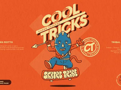 African Skate Tribes africa character design illustration japan lettering mask personage skate skateboarder skateboarding skating tribal tribe urban vector art vector graphics