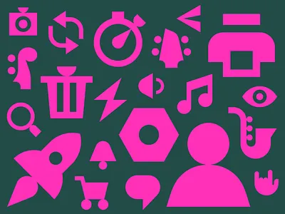 Muse Group Icon Kit I bass clock flash guitar icon icons ikonkit instruments musegroup music note print rock rocket search settings show symbol trash bin volume