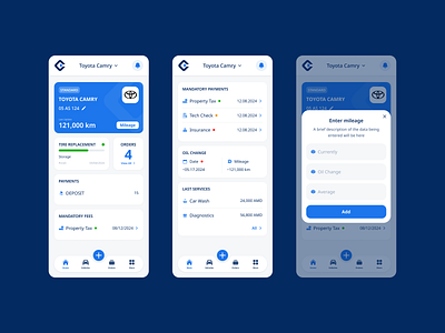 CarXpert - Dashboard Screens appdesign automotive carapp carxpert dashboard figma mobiledesign productdesign ui ux uxuidesign