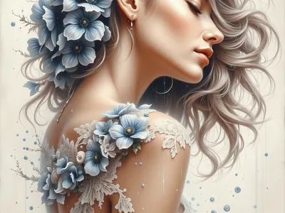 A Serene Woman 3d digital art illustration