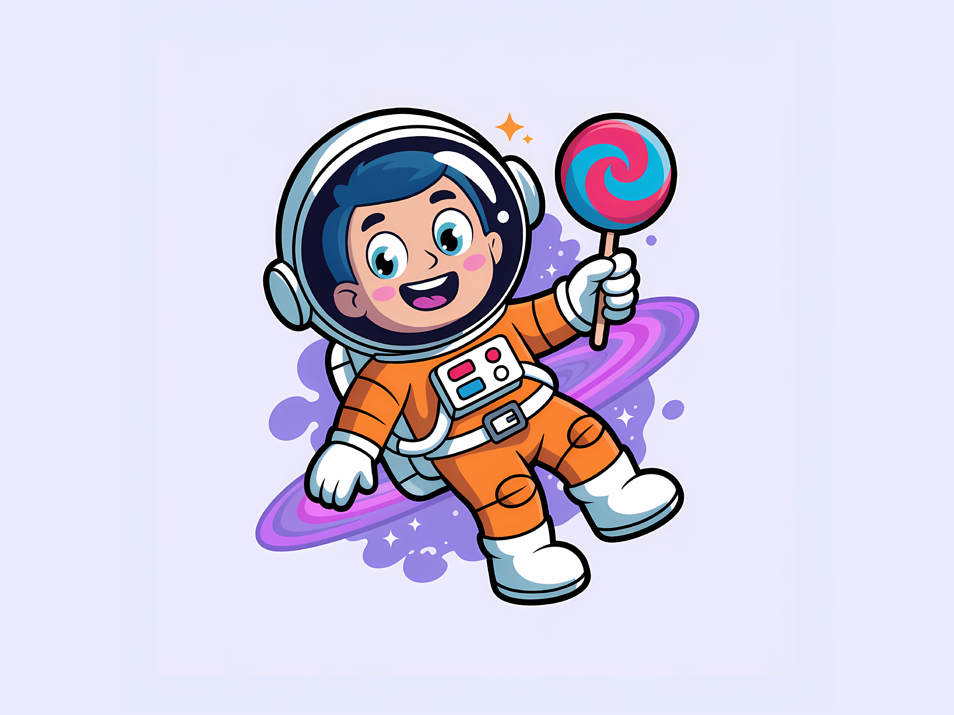 Cute Astronaut Character with Lollipop Illustration animal astronaut cartoon cartoon art character character art cute cute character illustration kids design lollipop mascot mascot design outer space space theme sweet vector illustration