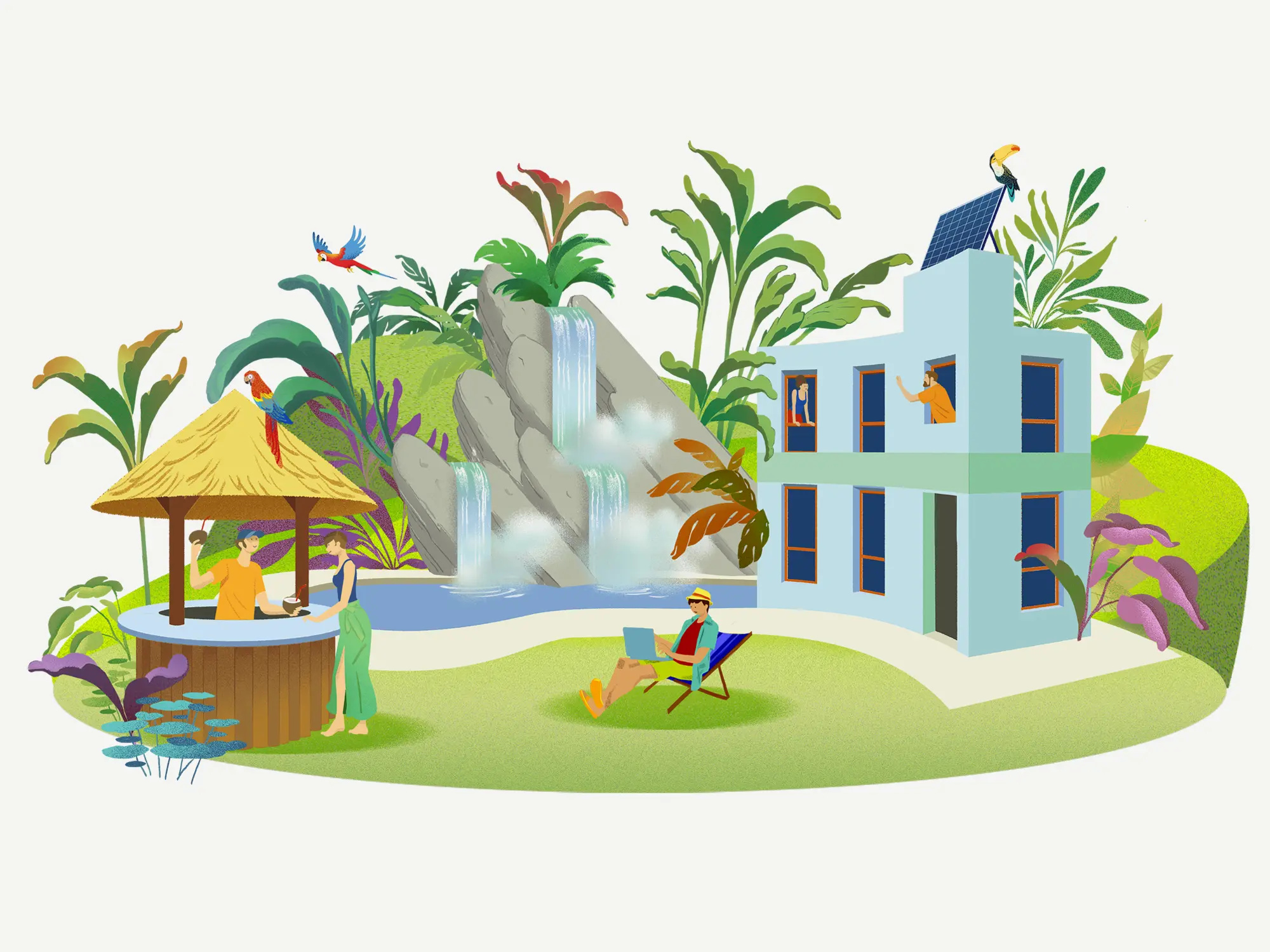 Naturgy Styleframe - Resort animation illustration styleframe