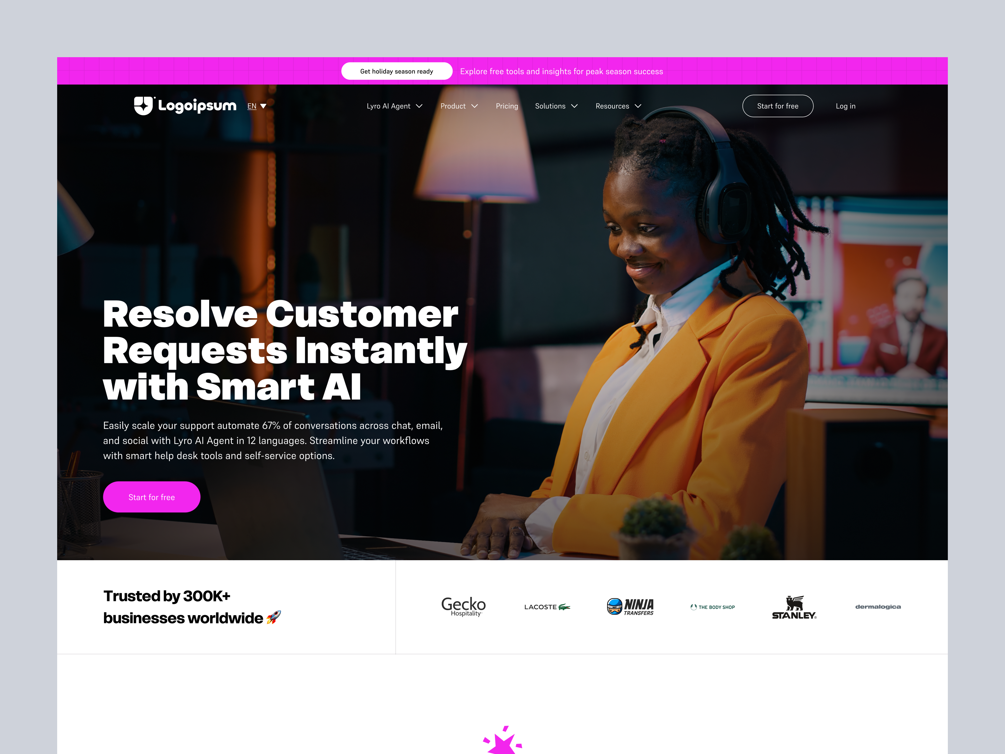 AI-Powered Customer Service Landing Page ai ai platform aiinterface ailandingpage customersupport landing page landingpagedesign productdesign support team uidesign uxdesign webdesign