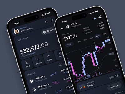 Fintech Investment Portfolio Mobile App app interface app ui application design dashboard data visualization financial app fintech investment app mobile app mobile app design mobile ui modern ui popular ui design ui ux