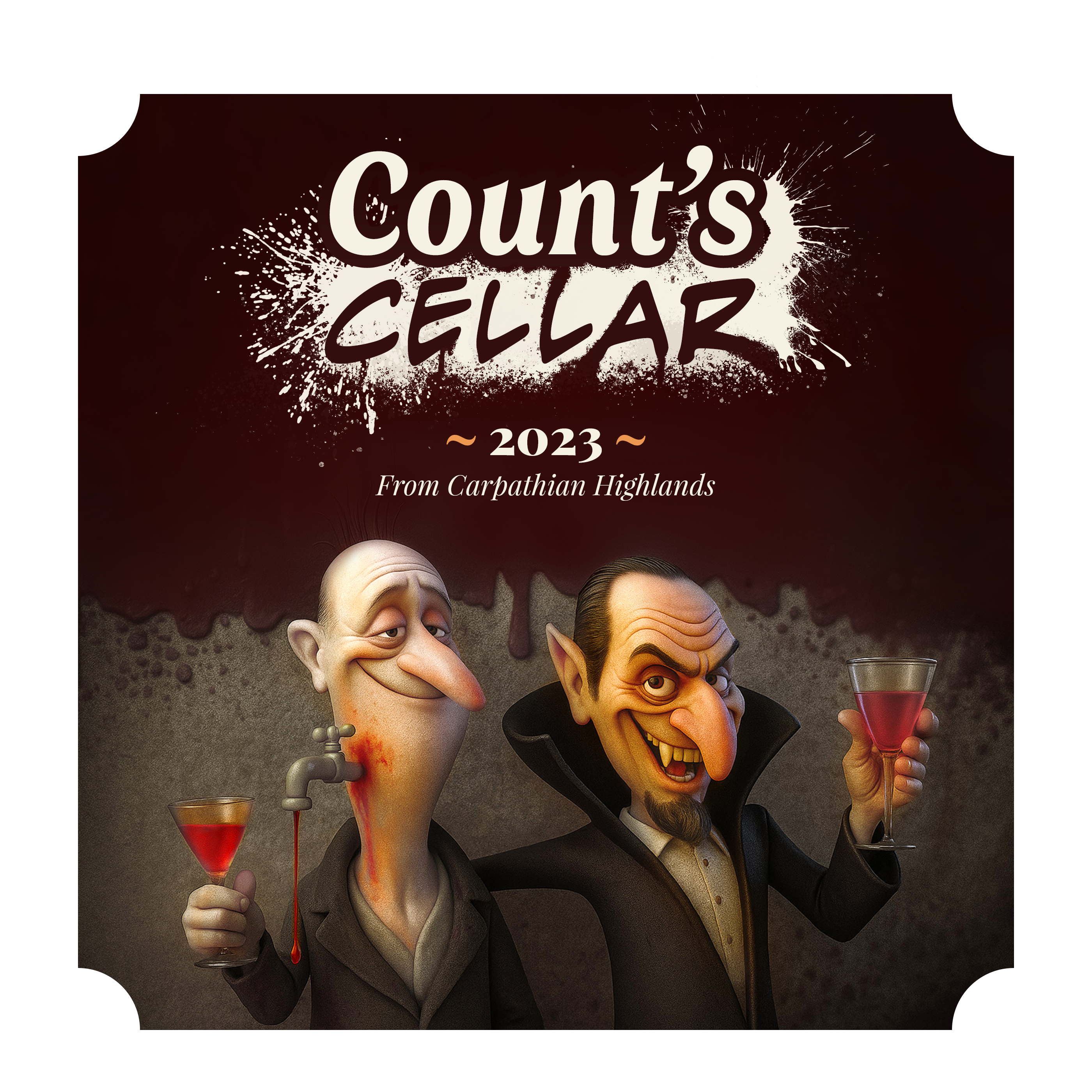 Count's Cellar 3d 3danimation 3dillustration bottle concept dracula satirical vampire wine wine bottle
