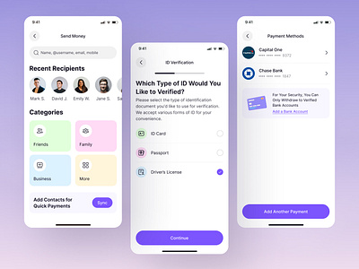Money Transfer App - Send Money app design banking app clean design digital wallet app finance app fintech app minimal design mobile money transfer app send money
