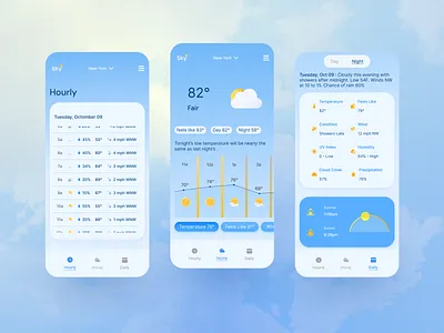 Weather App Concept appdesign cleanui designinspiration dribbble gradientdesign minimaldesign mobileapp softui ui uidesign visualdesign weatherapp