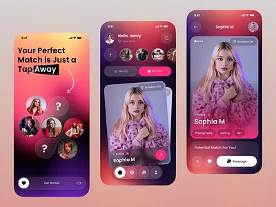 Dating App Design ai dating ai dating app app app design date dating app design match finder messager app mobile modern app online dating social media tinder video app