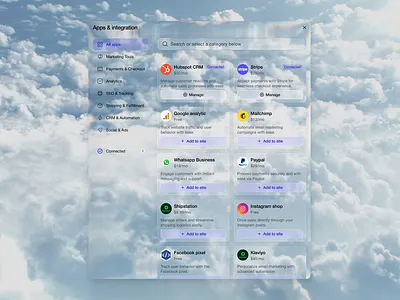 Minimal Apps & Integration- Glass UI iosdesign minimalui ui design web design