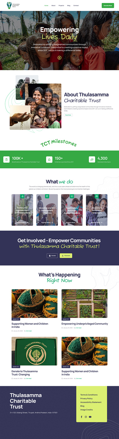 Empowering Lives Through Design — Thulasamma Charitable Trust We casestudy charitywebsite creativedesignstudio designforgood empathydrivendesign humancentereddesign modernui nonprofitdesign socialimpactdesign uidesign uxcasestudy uxdesign uxinspiration webflowdesign webredesign websitedesign