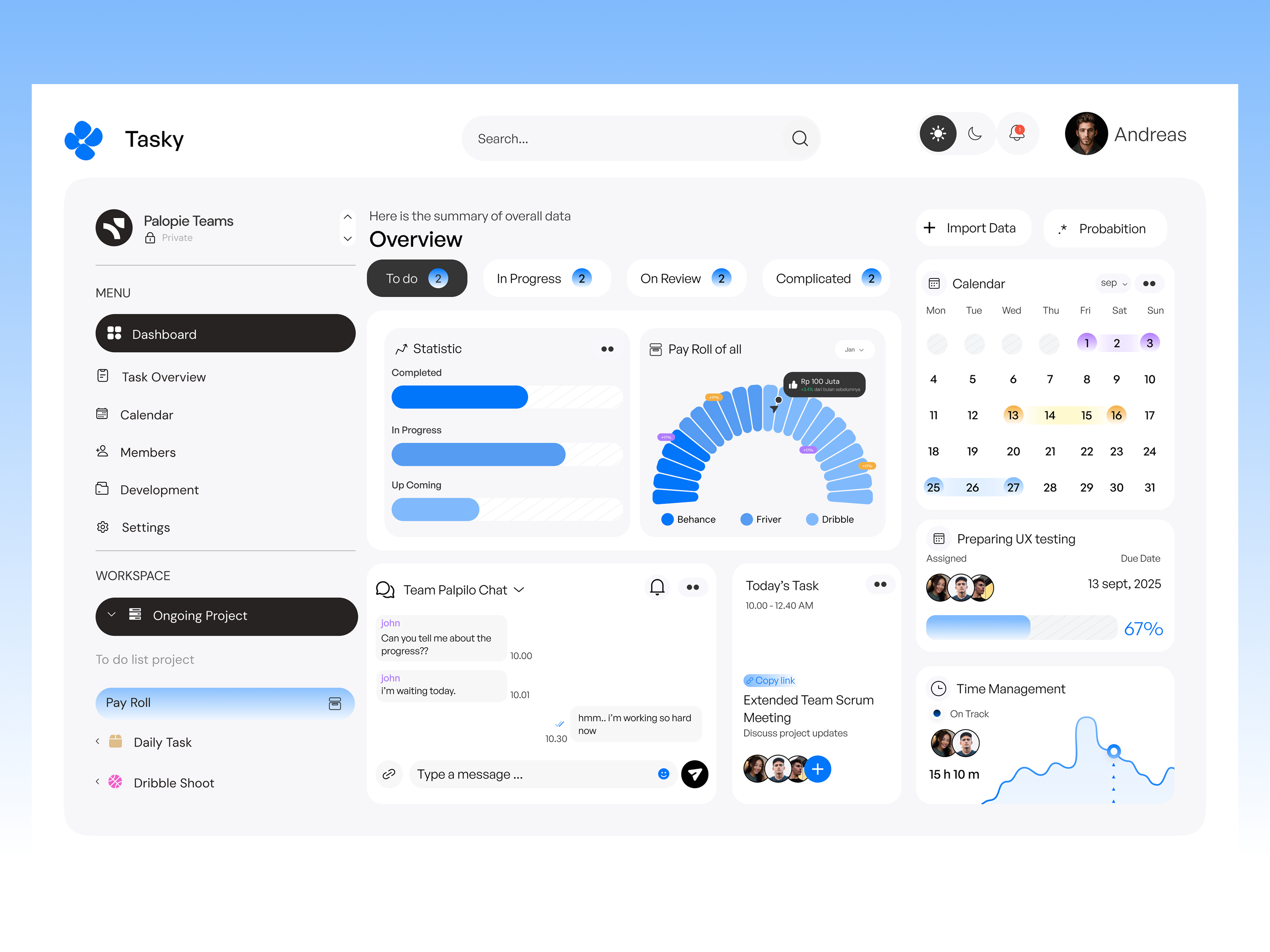 TASKY - Dashboard Task Management cleanui dashboard dashboarddesign designsystem minimaldesign taskmanagement ui uidesign