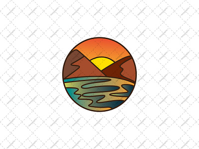 Sun Mountains Logo branding brandlogo campsite design graphic design holiday logo logodesign mountain logo nature outdoor resort serenity sun tourism travel vector
