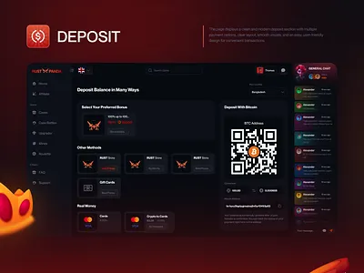 Casino - Deposit Page bonus casino dashboard casino deposit casino template crypto casino crypto deposit dashboard deposit deposit page deposit webapp graphic design payment deposit product design promo refer top up uiux wallet webapp